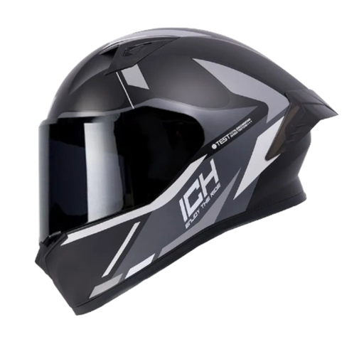 CASCO INTEGRAL ICH 503 TRENT NEGRO GRIS CLARO MATE VISOR NEGRO