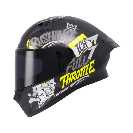 CASCO INTEGRAL ICH 503 SCRAPS NEGRO AMARILLO MATE VISOR NEGRO