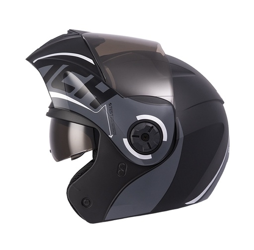 CASCO ABATIBLE ICH 3110 DOBLE VISOR SOUL NEGRO SILVER MATE VISOR NEGRO
