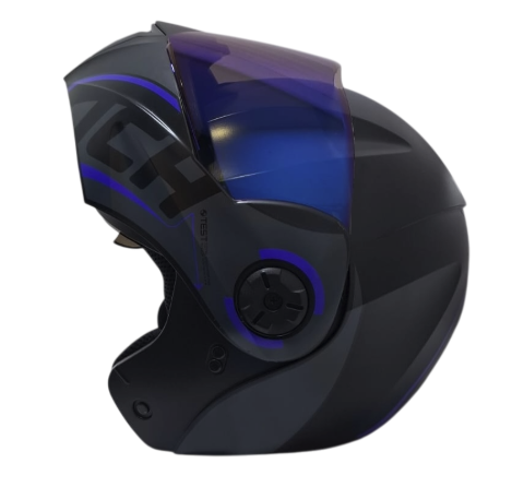 CASCO ABATIBLE ICH 3110 DOBLE VISOR SOUL NEGRO AZUL MATE VISOR AZUL