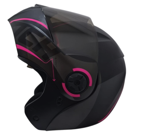 CASCO ABATIBLE ICH 3110 DOBLE VISOR SOUL NEGRO FUCSIA MATE VISOR NEGRO