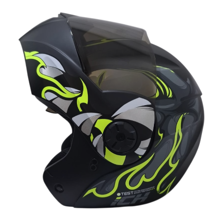 CASCO ABATIBLE ICH 3110 DOBLE VISOR VIBOR NEGRO AMARILLO MATE VISOR NEGRO