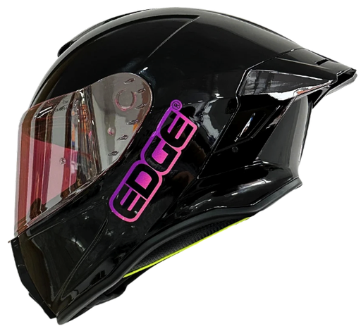 CASCO INTEGRAL EDGE SHANGHAI SOLID NEGRO LOGO ROSADO BRILLO