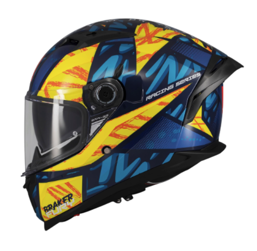 CASCO INTEGRAL MT FF128 DOBLE VISOR BRAKER FURY C17 AMARILLO AZUL BRILLO