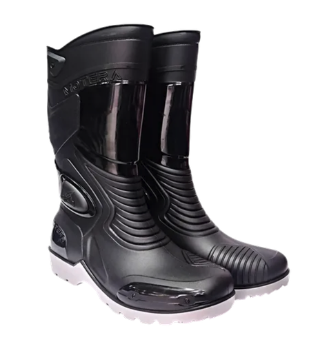 BOTA MOTERA IMPERMEABLE DE CAUCHO GRIS NEGRO