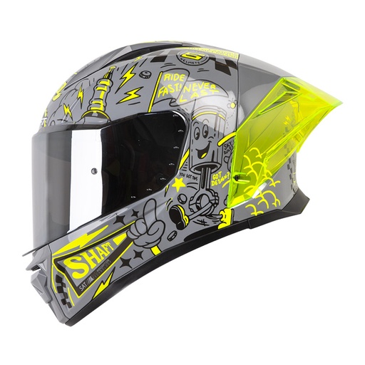 CASCO INTEGRAL SHAFT 596SP VINTAGE CARTOON GRIS GRIS OSCURO BRILLO