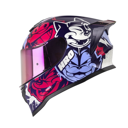 CASCO INTEGRAL HRO 506SP BLACK CAT MORADO GRIS CLARO BRILLO