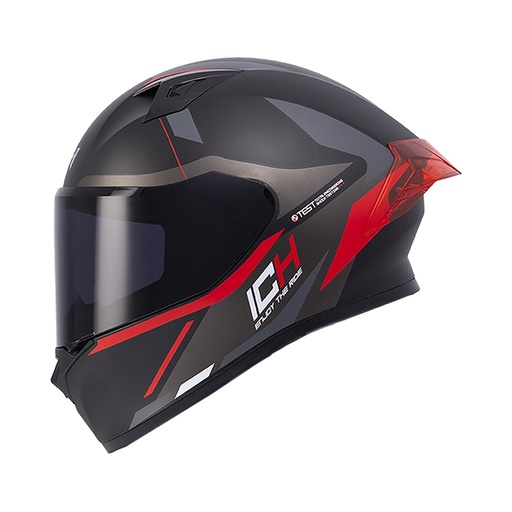 CASCO INTEGRAL ICH 503 TRENT NEGRO ROJO MATE VISOR NEGRO