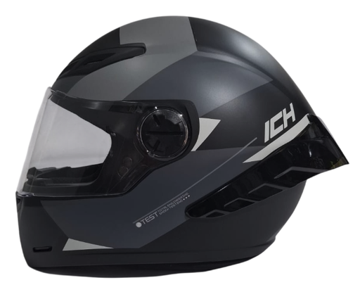 CASCO INTEGRAL ICH 501SP JUNE NEGRO GRIS CLARO MATE VISOR TRANSPARENTE
