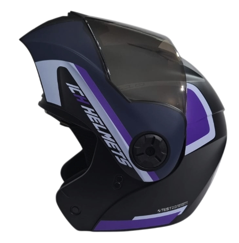 CASCO ABATIBLE ICH 3110 DOBLE VISOR XPACER NEGRO MORADO MATE VISOR SILVER