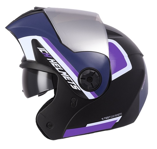 CASCO ABATIBLE ICH 3110 DOBLE VISOR XPACER NEGRO MORADO MATE VISOR SILVER