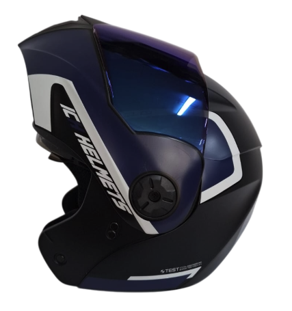 CASCO ABATIBLE ICH 3110 DOBLE VISOR XPACER NEGRO AZUL OSCURO MATE VISOR AZUL