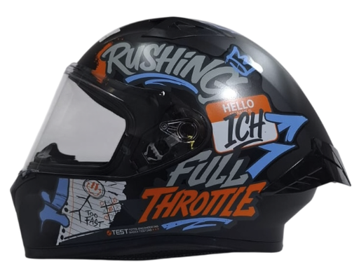 CASCO INTEGRAL ICH 503 SCRAPS NEGRO NARANJA MATE VISOR TRANSPARENTE
