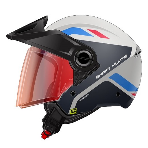 CASCO ABIERTO SHAFT 212 ONER GRIS CLARO ROJO BRILLO