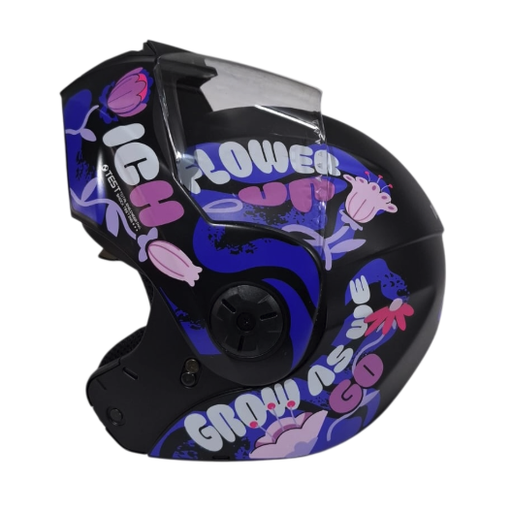 CASCO ABATIBLE ICH 3110S NIÑA DOBLE VISOR FLOWER NEGRO MORADO MATE