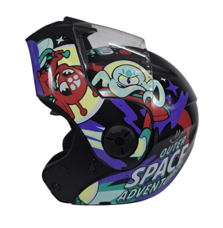 CASCO ABATIBLE ICH 3110S NIÑO DOBLE VISOR ASTROS NEGRO ROJO MATE