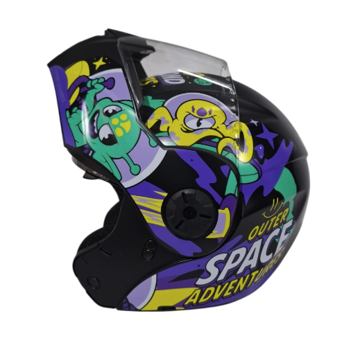 CASCO ABATIBLE ICH 3110S NIÑA DOBLE VISOR ASTROS NEGRO TURQUESA MATE