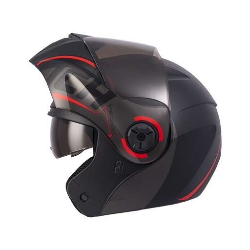 CASCO ABATIBLE ICH 3110 DOBLE VISOR SOUL NEGRO ROJO MATE VISOR NEGRO