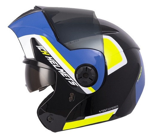 CASCO ABATIBLE ICH 3110 DOBLE VISOR XPACER NEGRO AMARILLO BRILLO VISOR NEGRO