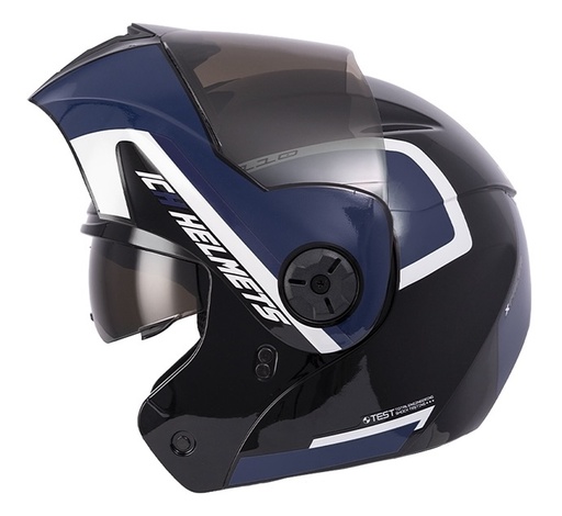CASCO ABATIBLE ICH 3110 DOBLE VISOR XPACER NEGRO AZUL OSCURO BRILLO VISOR NEGRO