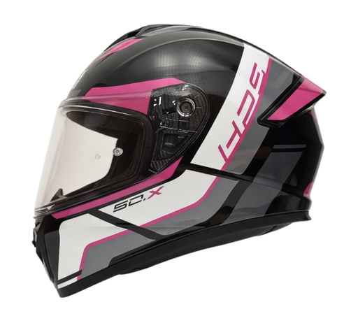 CASCO INTEGRAL H50X LINES NEGRO GRIS BLANCO FUCSIA BRILLO