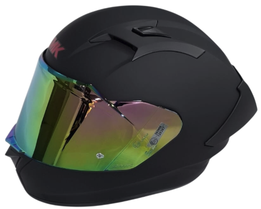 CASCO INTEGRAL SMK STELLAR SOLID NEGRO MATE LOGOS ROSA CROMADO