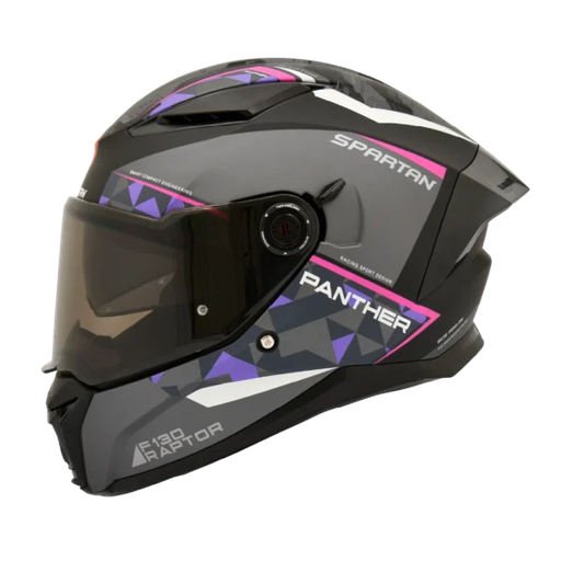 CASCO INTEGRAL SPARTAN DOBLE VISOR PANTHER RAPTOR NEGRO ROSADO