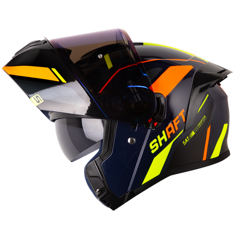 CASCO ABATIBLE SHAFT 3820SP SEVEN AZUL OSCURO NARANJA BRILLO