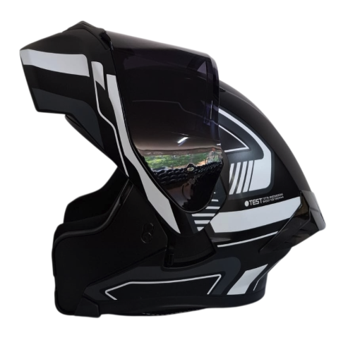 CASCO ABATIBLE ICH 3120 DOBLE VISOR TRADE NEGRO BLANCO MATE VISOR NEGRO