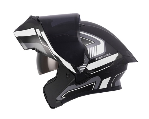 CASCO ABATIBLE ICH 3120 DOBLE VISOR TRADE NEGRO BLANCO MATE VISOR NEGRO