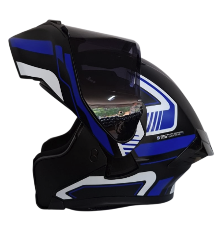 CASCO ABATIBLE ICH 3120 DOBLE VISOR TRADE NEGRO AZUL MATE VISOR NEGRO