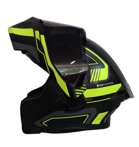 CASCO ABATIBLE ICH 3120 DOBLE VISOR TRADE NEGRO AMARILLO MATE VISOR NEGRO