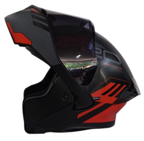 CASCO ABATIBLE ICH 3120 DOBLE VISOR WESTSAY NEGRO ROJO MATE VISOR NEGRO