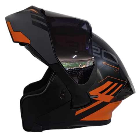 CASCO ABATIBLE ICH 3120 DOBLE VISOR WESTSAY NEGRO NARANJA MATE VISOR NEGRO