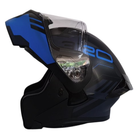 CASCO ABATIBLE ICH 3120 DOBLE VISOR WESTSAY NEGRO AZUL OSCURO MATE VISOR TRANSPARENTE