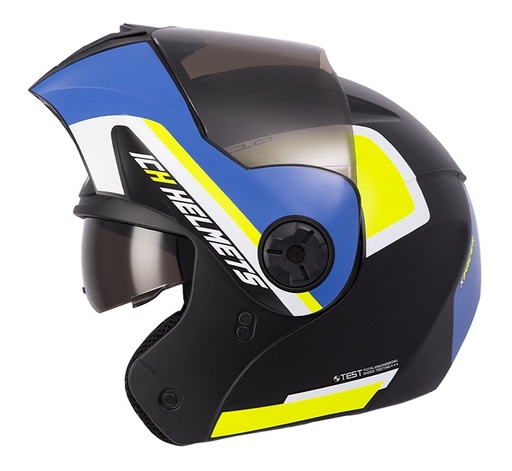 CASCO ABATIBLE ICH 3110 DOBLE VISOR XPACER NEGRO AMARILLO MATE VISOR NEGRO