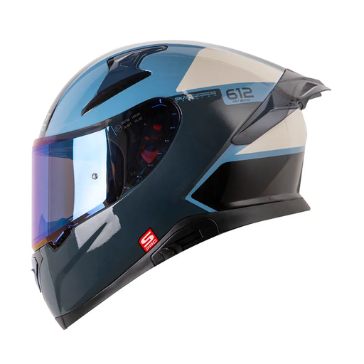 CASCO INTEGRAL SHAFT PRO 612 DOBLE VISOR MYTH AZUL OSCURO GRIS CLARO BRILLO