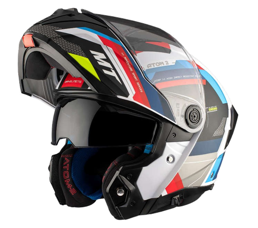 CASCO ABATIBLE MT FU404 DOBLE VISOR ATOM 2 BAST A0 BLANCO PERLA BRILLO