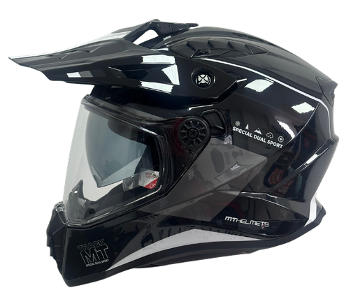CASCO MULTIPROPOSITO MT HS218 DOBLE VISOR TRACK ARIES B1 NEGRO GRIS BRILLO