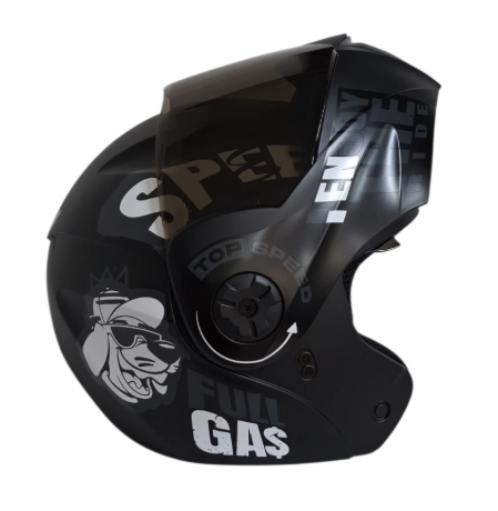 CASCO ABATIBLE ICH 3110 DOBLE VISOR CHILL NEGRO GRIS OSCURO MATE VISOR NEGRO