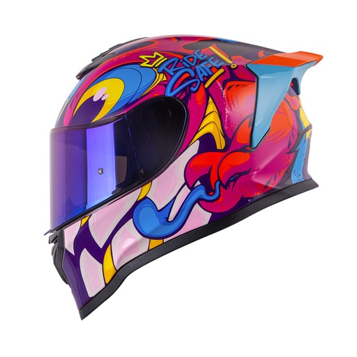 CASCO INTEGRAL HRO 506SP DOGUY MORADO OSCURO NARANJA BRILLO