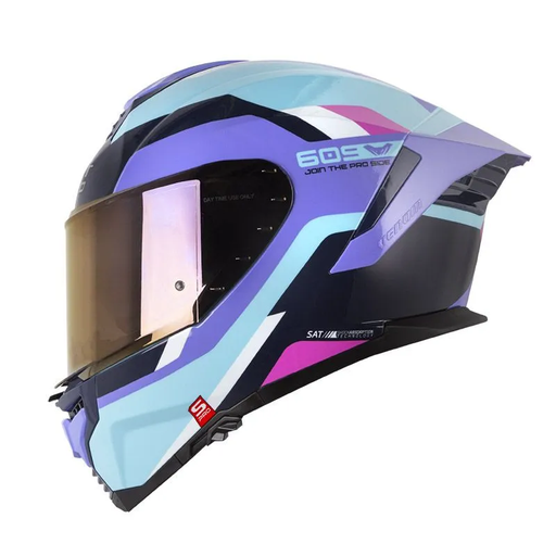 CASCO INTEGRAL SHAFT PRO 609 DOBLE VISOR VENOM EIRES AZUL CLARO MORADO CLARO BRILLO