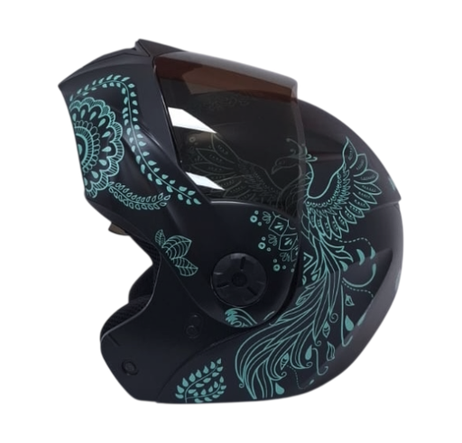 CASCO ABATIBLE ICH 3110 DOBLE VISOR ZEN NEGRO TURQUESA BRILLO VISOR NEGRO