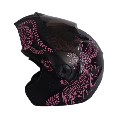 CASCO ABATIBLE ICH 3110 DOBLE VISOR ZEN NEGRO FUCSIA MATE VISOR NEGRO