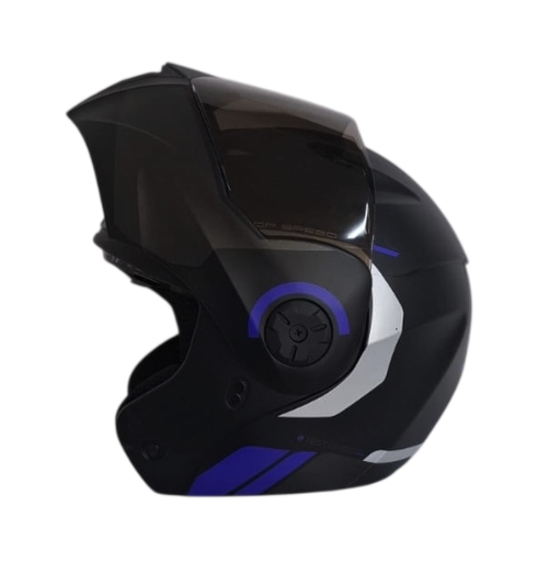 CASCO ABATIBLE ICH 3110 DOBLE VISOR KHAM NEGRO GRIS OSCURO AZUL MATE VISOR NEGRO