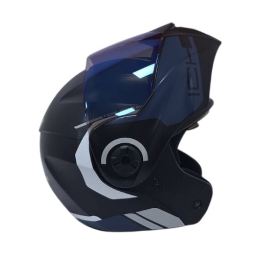 CASCO ABATIBLE ICH 3110 DOBLE VISOR KHAM NEGRO AZUL OSCURO MATE VISOR AZUL