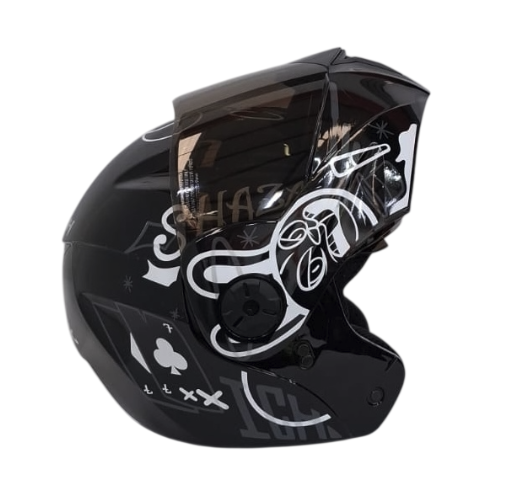 CASCO ABATIBLE ICH 3110 DOBLE VISOR MAGIC NEGRO BLANCO GRIS BRILLO VISOR NEGRO