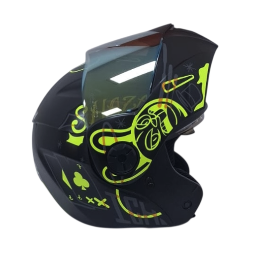 CASCO ABATIBLE ICH 3110 DOBLE VISOR MAGIC NEGRO AMARILLO MATE VISOR DORADO