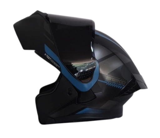 CASCO ABATIBLE ICH 3120 DOBLE VISOR ORDANOX NEGRO AZUL OSCURO MATE VISOR NEGRO