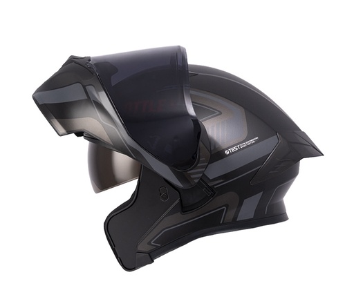 CASCO ABATIBLE ICH 3120 DOBLE VISOR TRADE NEGRO GRIS OSCURO MATE VISOR NEGRO